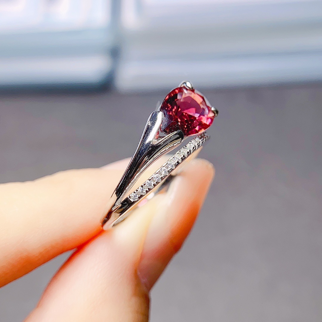 Title 4, S925 Silver Inlaid Natural Tourmaline Ring