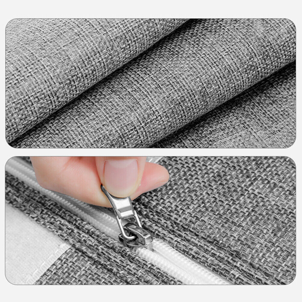 2x Foldable Bed Sheet Set Organizer Fabric Storage Bin Blanket Bedding Container--Beigex2