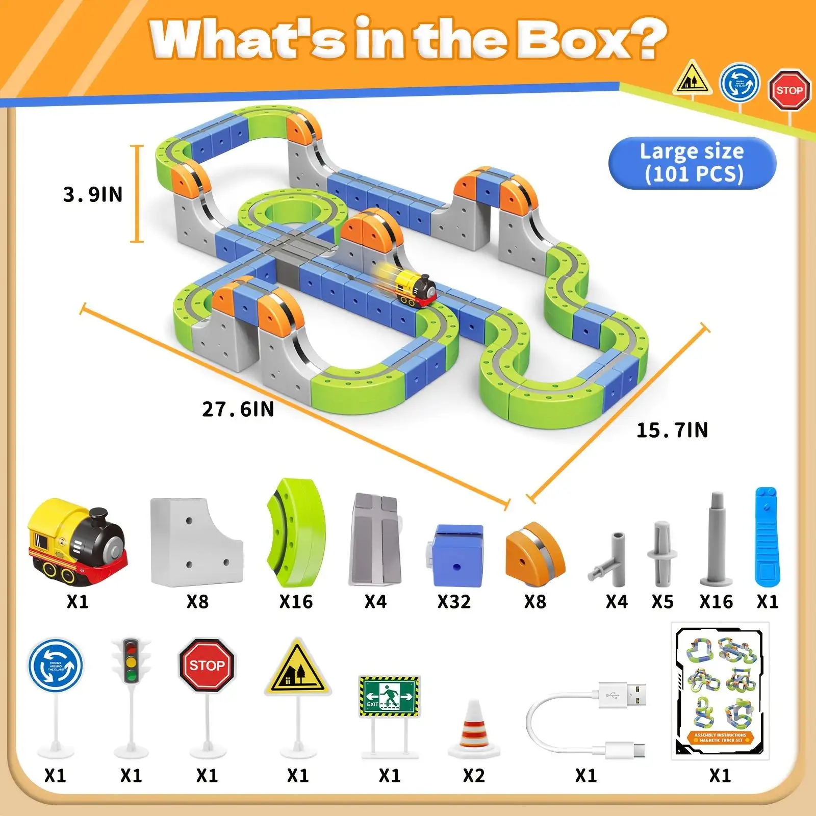101-Piece Electric Train Track Toy Set Rechargeable