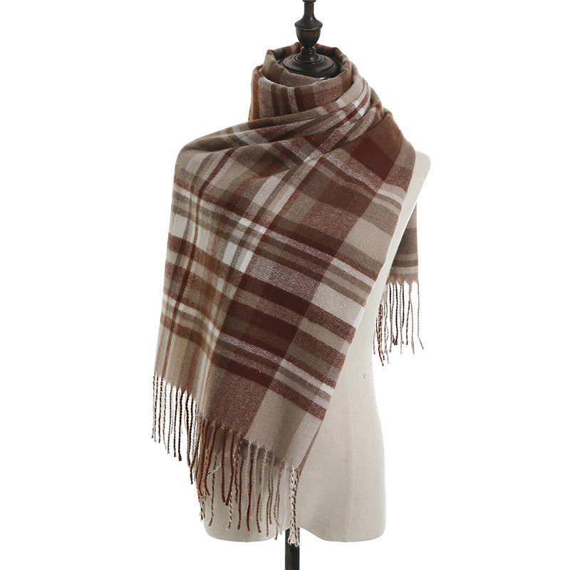 Imitation Cashmere Scarf Plaid Thickened Cold And Warm Tassels