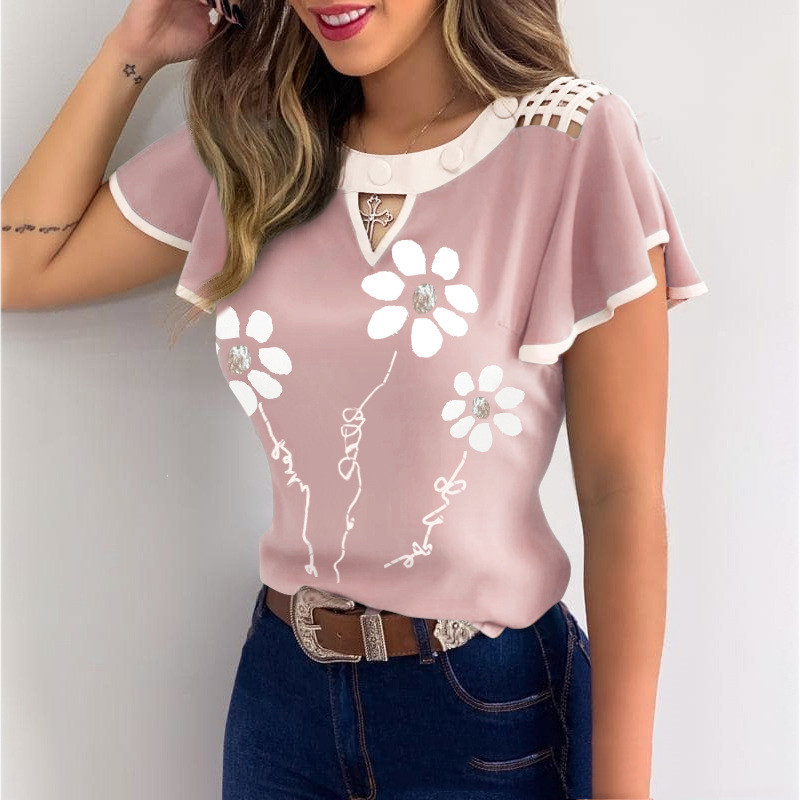 Slim Fit Gentle Fashion Thin Short Sleeve Top