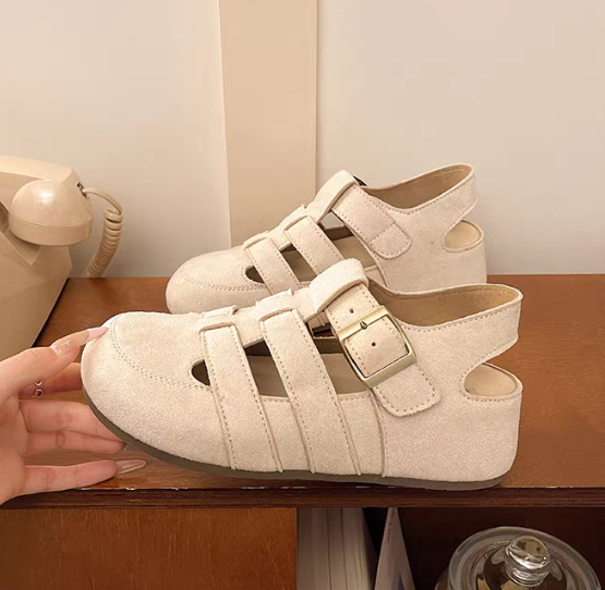 Vintage Forest Style Closed Toe Sandals For Women, 2026 New Summer Platform Height-Increasing Backless Roman Casual Sandals