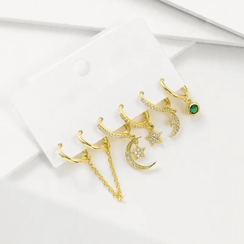 Fashion Star And Moon Suit Ear Clip