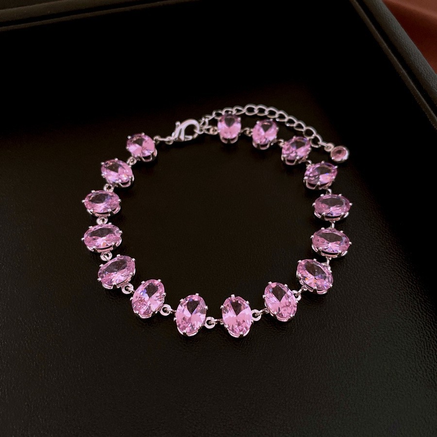 18K Gold Plated Oval Zircon Buckle Bracelet Vintage Ins Style Luxury Bangle Premium European American Jewelry