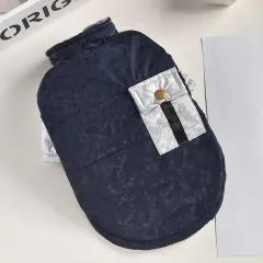 Pet Dog Clothes Pocket Windproof Coat Expensive Warm Cotton Clothes Cat - Blue - View 1