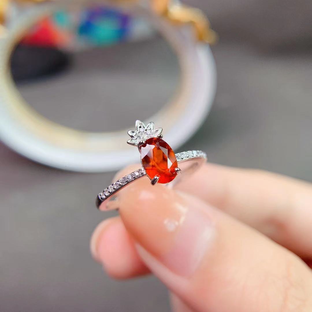 S925 Sterling Silver Cute Pineapple Ring Empty Holding Oval 5x7mm Simple And Elegant Female Ring Setting