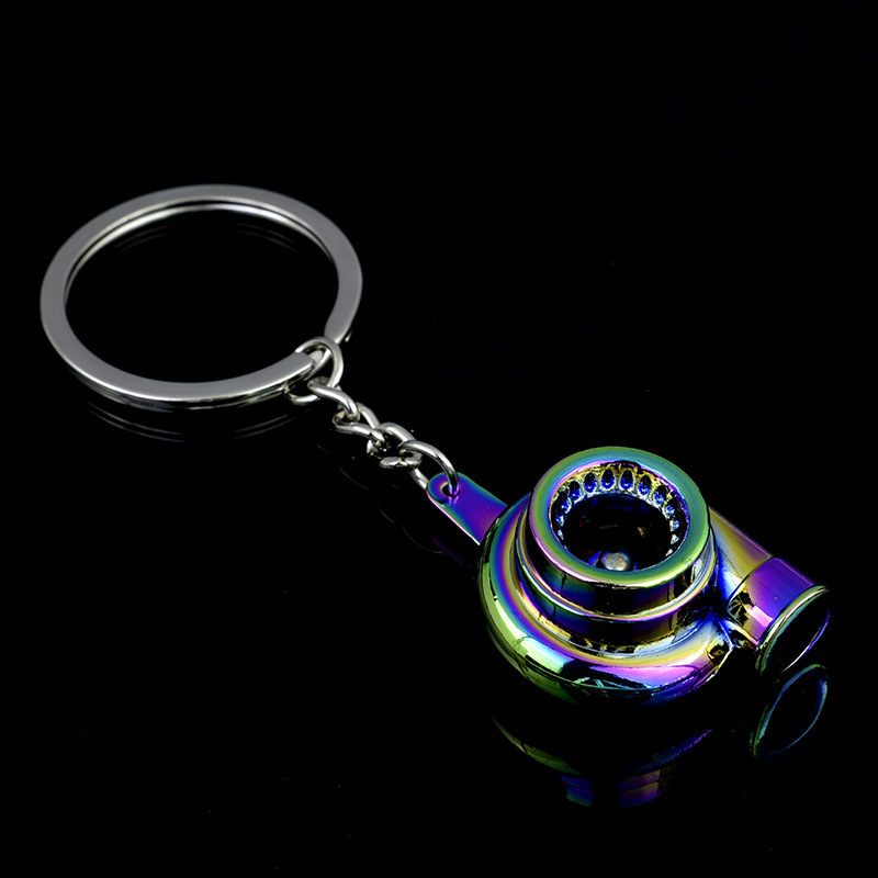 Creative Gift Car Modification Turbocharged Metal Keychain Blower Blower Key Ring Chain Ring Pendant