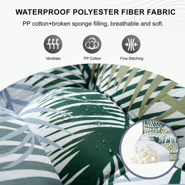 Outdoor Swing Cushions 63 Inch,Waterproof 4in Thick Porch Swing Cushion Replacement With Backrest And Ties,Comfortable 2-3 Seat Pation Swing Pad For Backyard,Garden,Lawn,Outdoor Furniture Bamboo Leaf — view 2