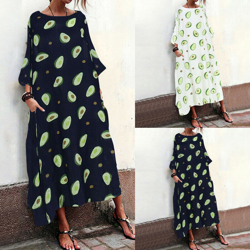 Women's Fashion Simple Avocado Print Dress