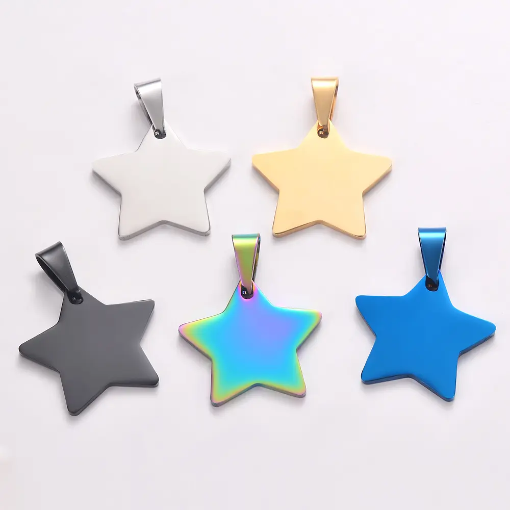 Stainless Steel Five-pointed Star Tag, Titanium Pendant