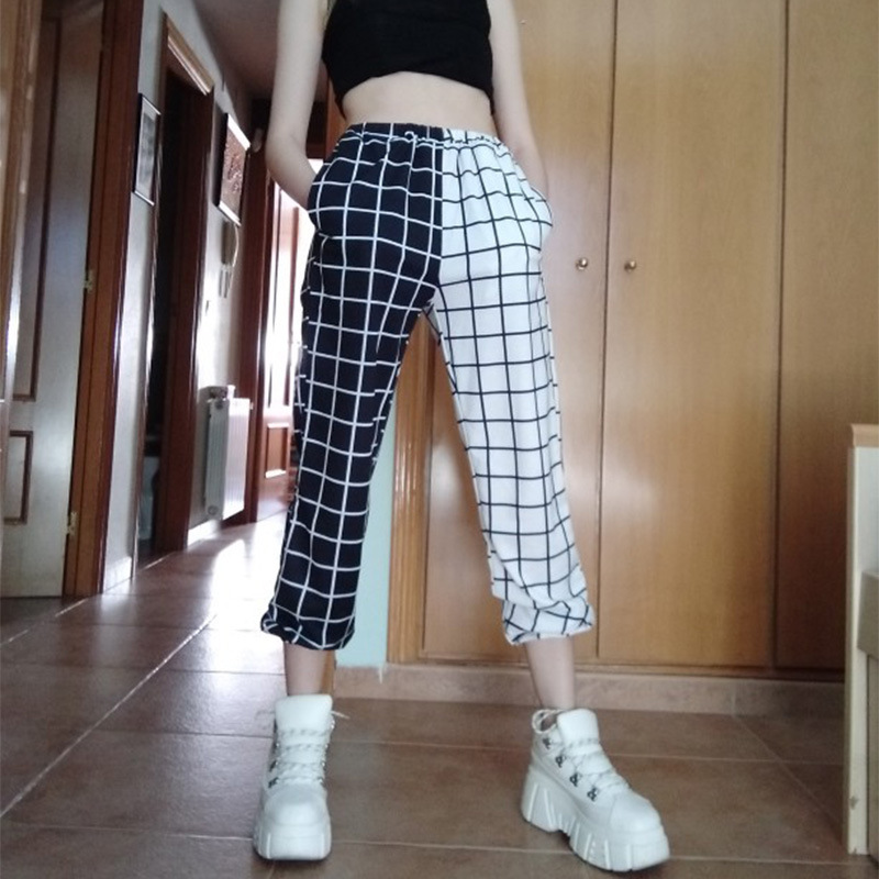 Title 5, Casual High-waisted Black And White Checkered O...