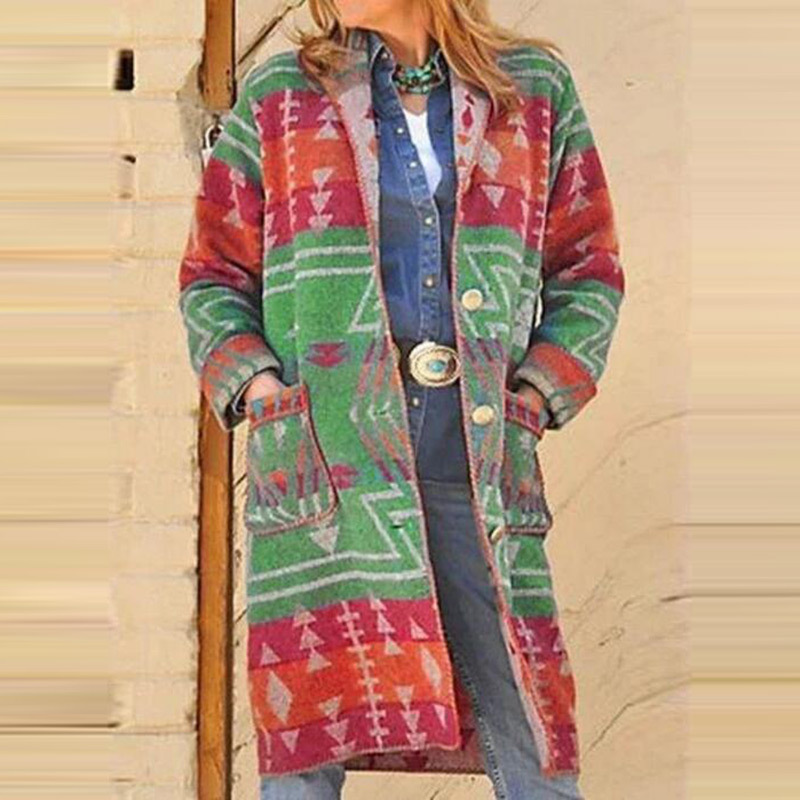 Title 3, Printed Casual Long-sleeved Woolen Coat