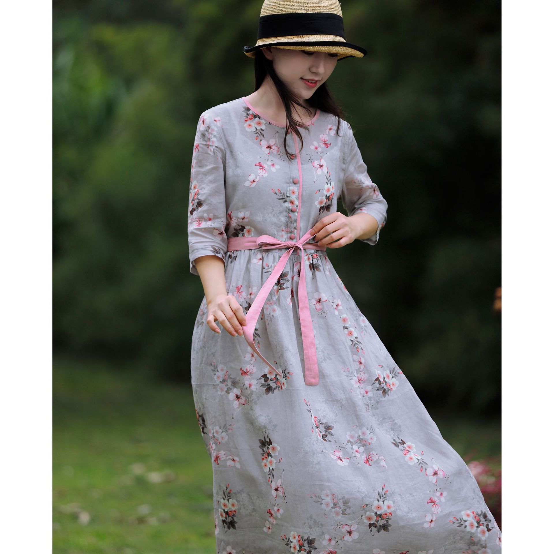 Lace-Up Ramie Dress, picture 2 of 5