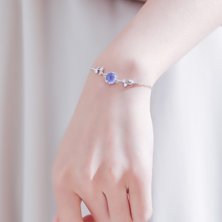 Title 3, 925 Silver Light Luxury Purple Lavender Bracele...