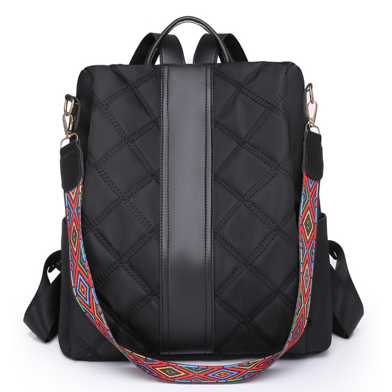 Women's Korean Style Rhombus Oxford Cloth Backpack