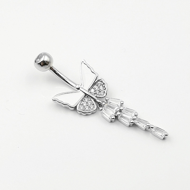 Title 7, S925 Silver Butterfly Navel Stud Piercing Jewelry