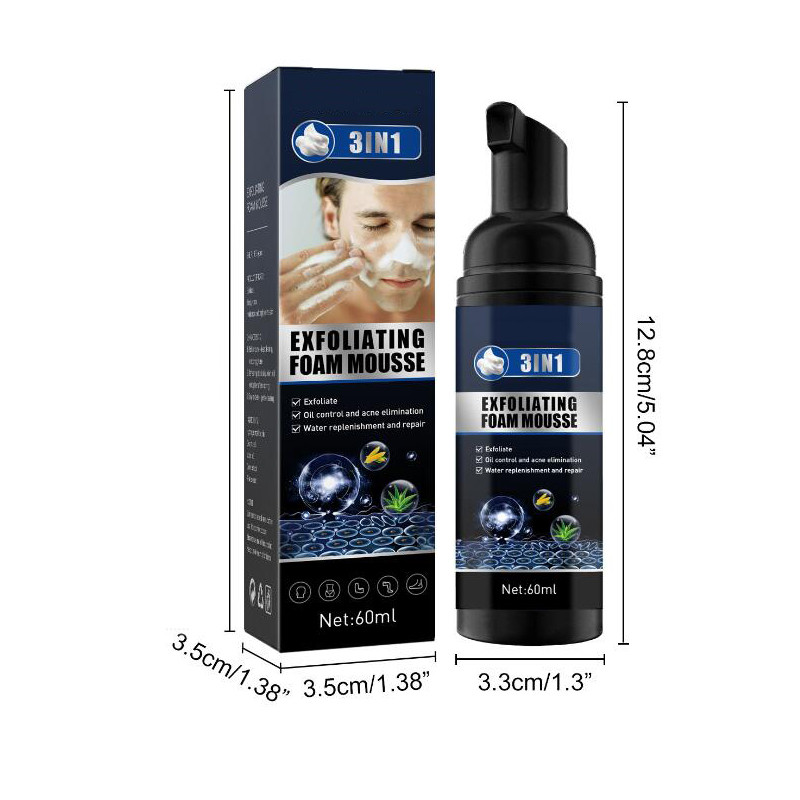 Men's Exfoliating Mousse Mild Skin Cleaning Acne Removing Shrink Pores Oil Control