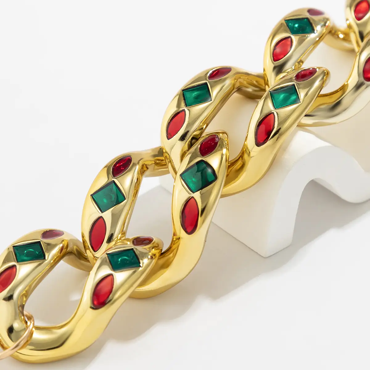 Women's Fashion Exaggerated Colorful Drop Oil Clavicle Chain