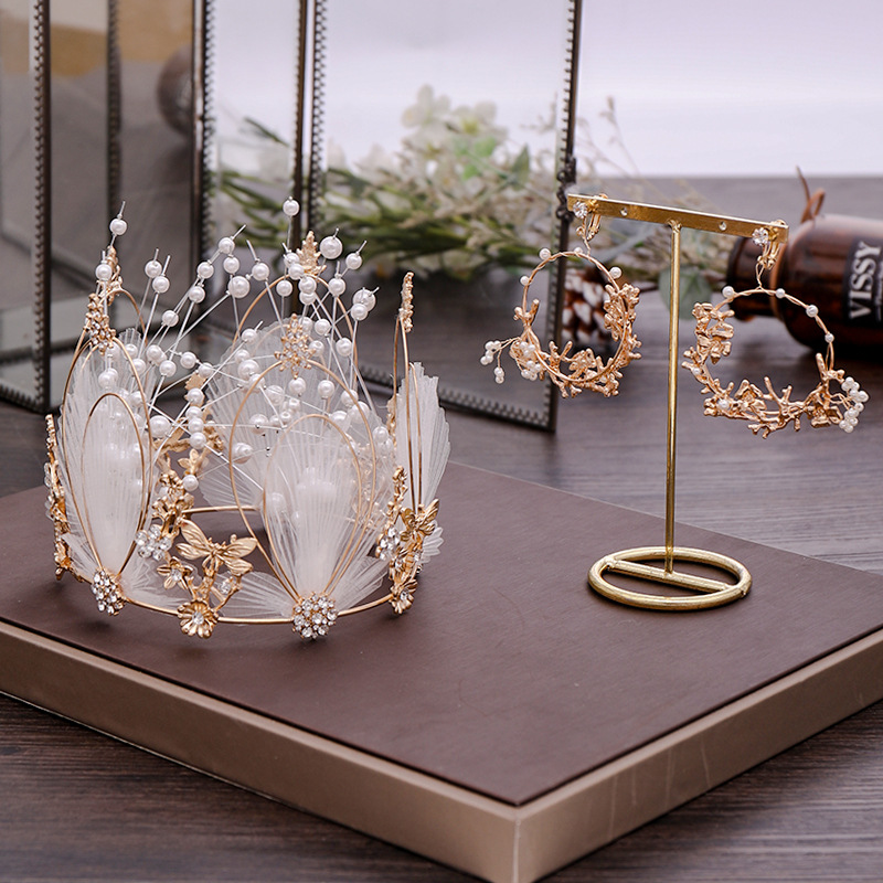 Ladies Alloy Pearl Full Circle Bridal Crown Tiara