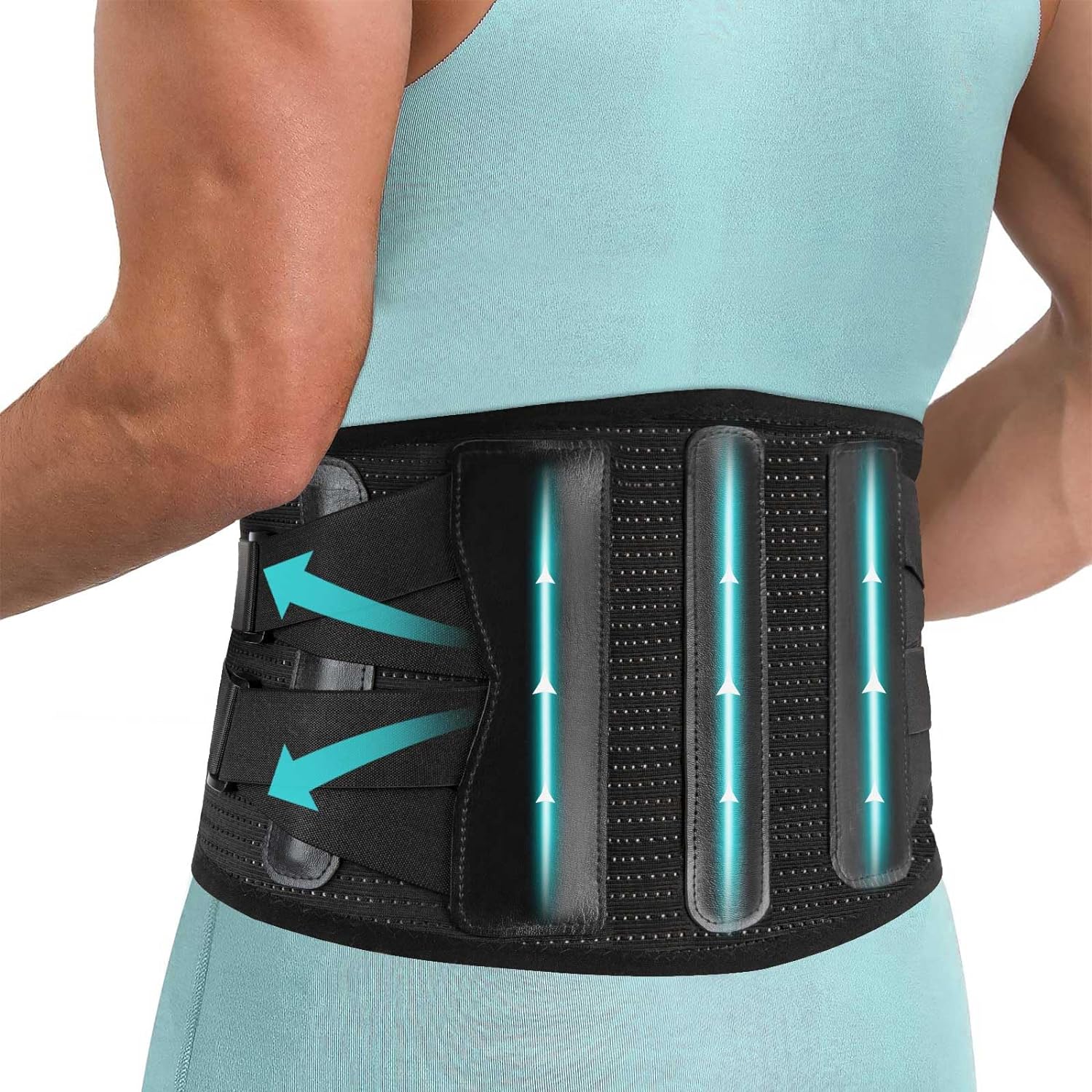 Lower Back Pain Relief Brace with 5 Pads. Back Brace for Lower Back Pain Relief, Lumbar Support Belt for Men and Women with 5 Lumbar Pads, Breathable and Adjustable Lumbar Lower Back Support Belt. Choose Your Size - Pay attention to measure your waist at 