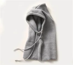 New Autumn And Winter Women's Hat Scarf All-in-one Pullover Cap Bib Fashion Wool Knitted Cap - Light Grey - View 1