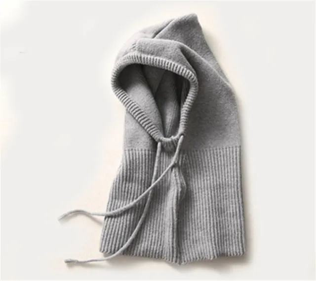 New Autumn And Winter Women's Hat Scarf All in one Pullover Cap Bib Fashion Wool Knitted Cap Light Grey - Shop at LoveMi