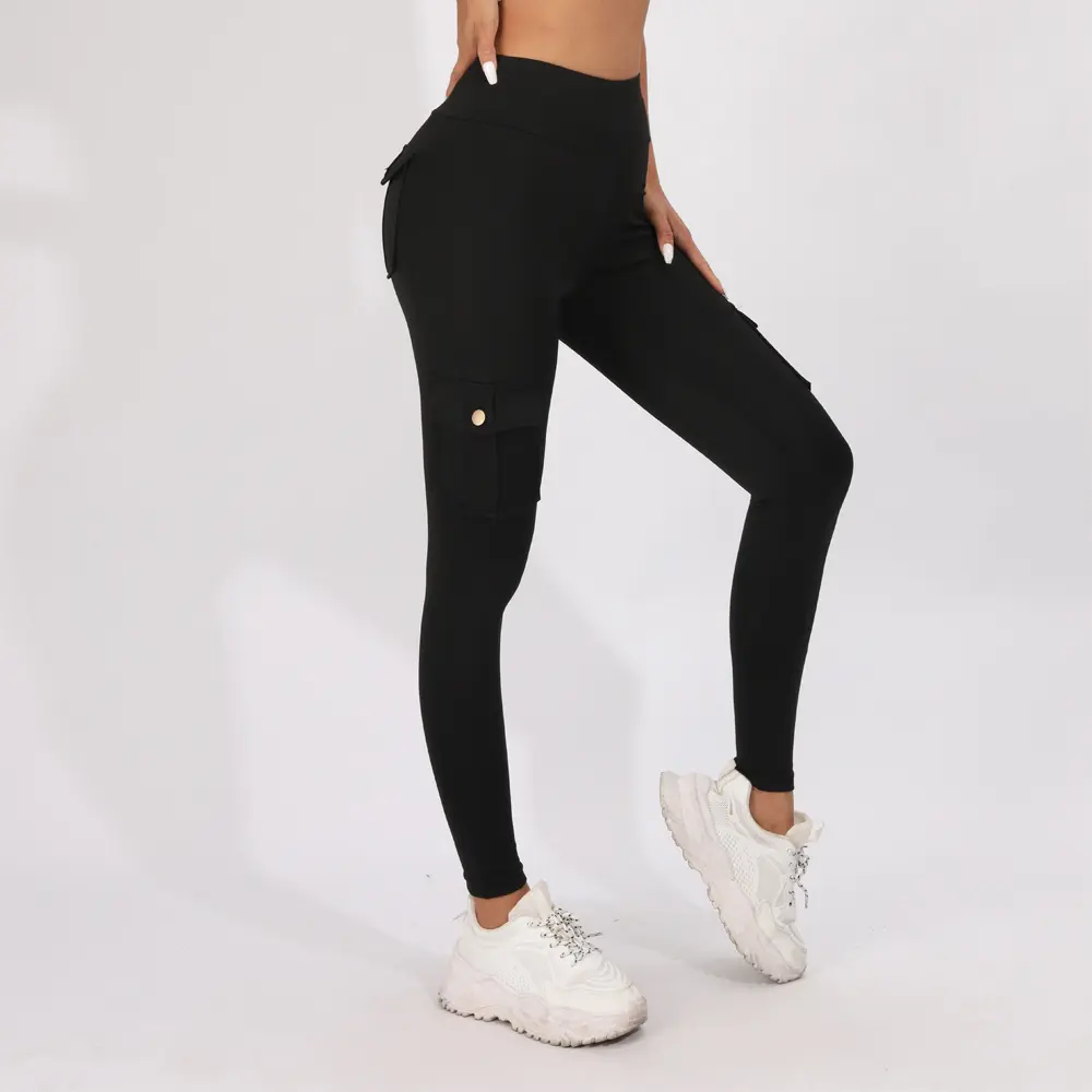 Women's Breathable Butt Lifting Buttons Pocket Brushed