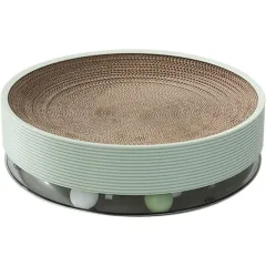 Crumb-free Cat Toy Corrugated Bowl-shaped Three-in-one Multifunctional Cat Scratch Board - Grey Green - View 1