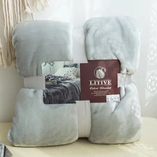 Winter Thickened Coral Velvet Solid Flannel Blanket Silver - Shop at LoveMi
