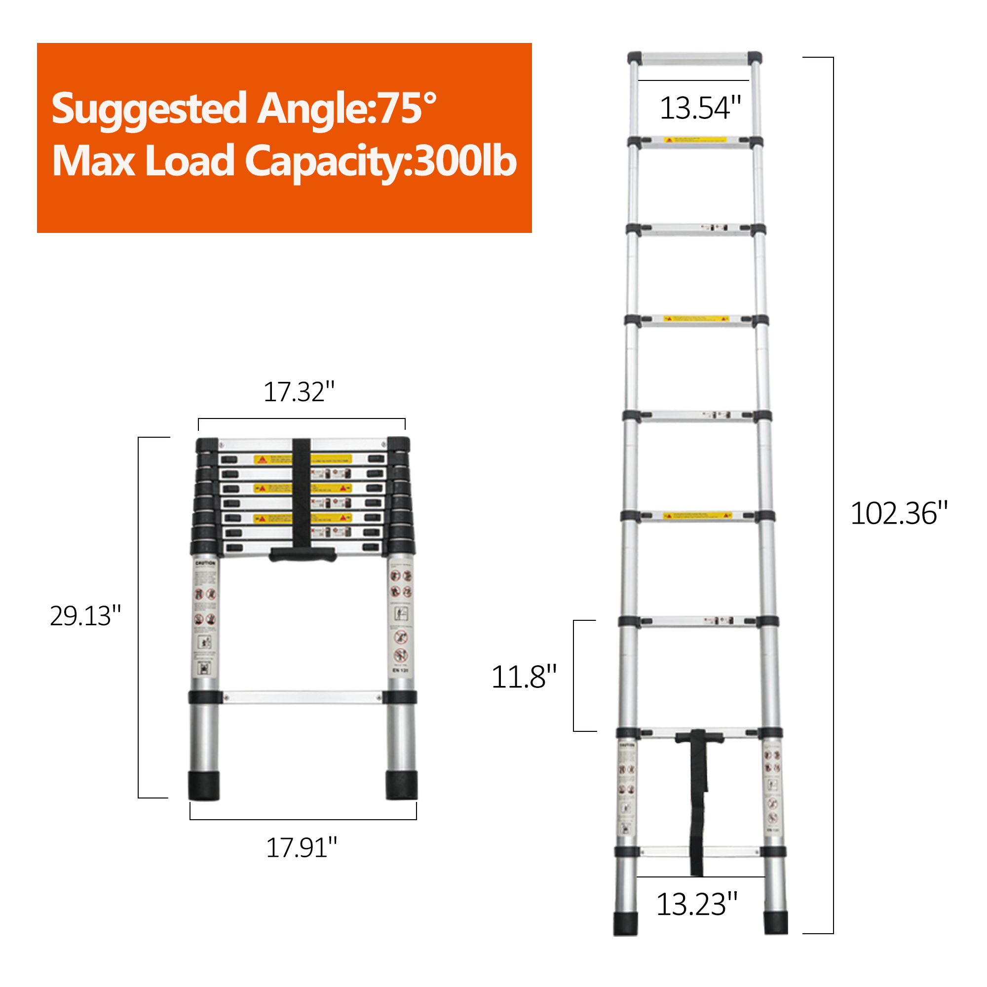 Telescoping Ladder 8.5FT, Telescopic Extension Ladder, Aluminum Alloy Folding... 2