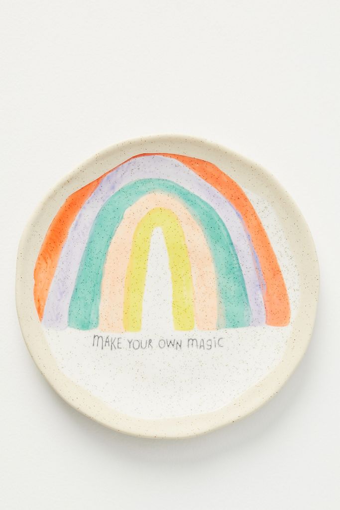 Well-being Rainbow Maifan Stone Stoneware Ceramic Cup And Plate 14 Knife