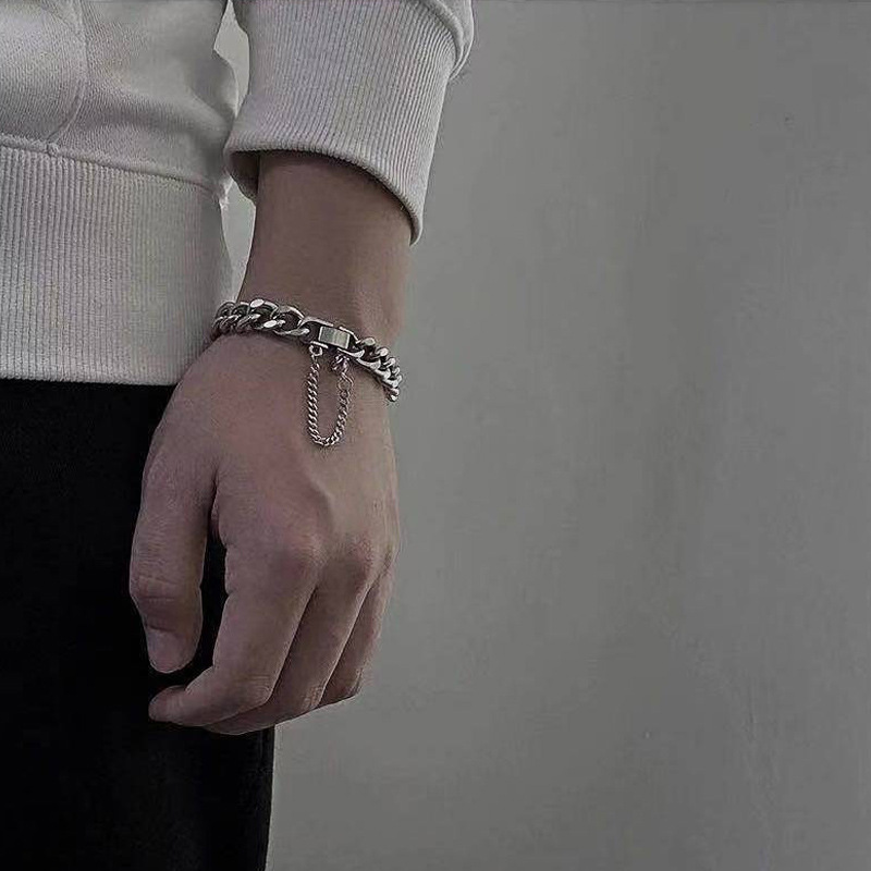 Cuban Bracelet Korean Style Men's And Women's Trendy Hip Hop Thick Bracelet