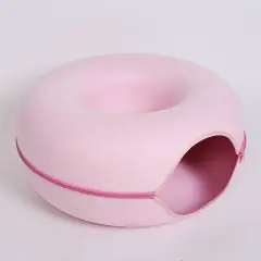 Donut Cat Tunnel Bed Pets House Natural Felt Pet Cat Cave Interactive Toys Round Wool Felt Pet Bed Cat Training Toy Cat House - Pink - View 1