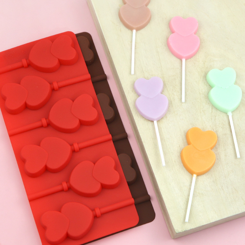 Title 4, Double Love Silicone Lollipop Baking Mold