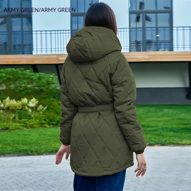 Plaid Slim Fit Baseball Cotton padded Jacket Army Green - Shop at LoveMi