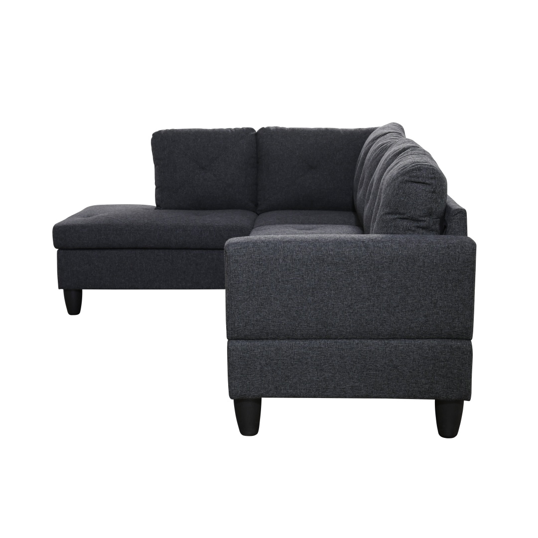 Pickup Only--Black Grey Linen Living Room Sofa Set
