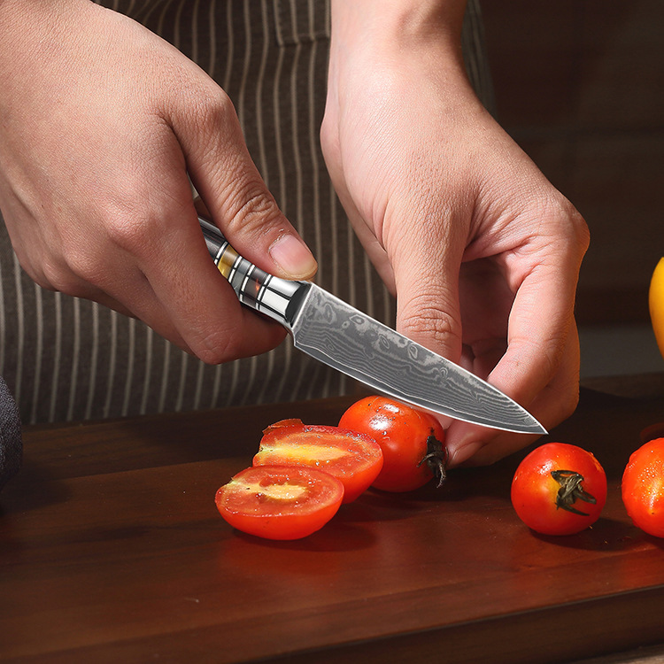 Title 4, Kitchen Knives With Resin Coloured Wooden Handles