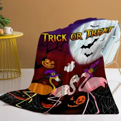 Of Flannel Halloween Flamingo Cute Pet Theme Soft And Fluffy Multifunctional Outdoor Beach Camping Living Room Sofa Office Nap Printed Blanket - Pu... - View 1