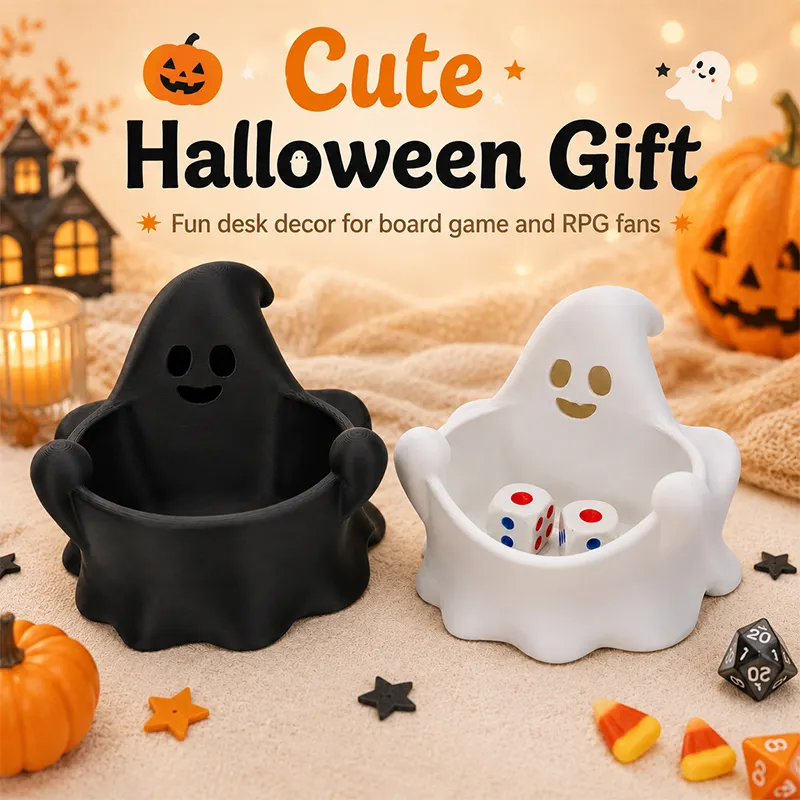 Cute Ghost Dice Holder Bowl, 3D Printed