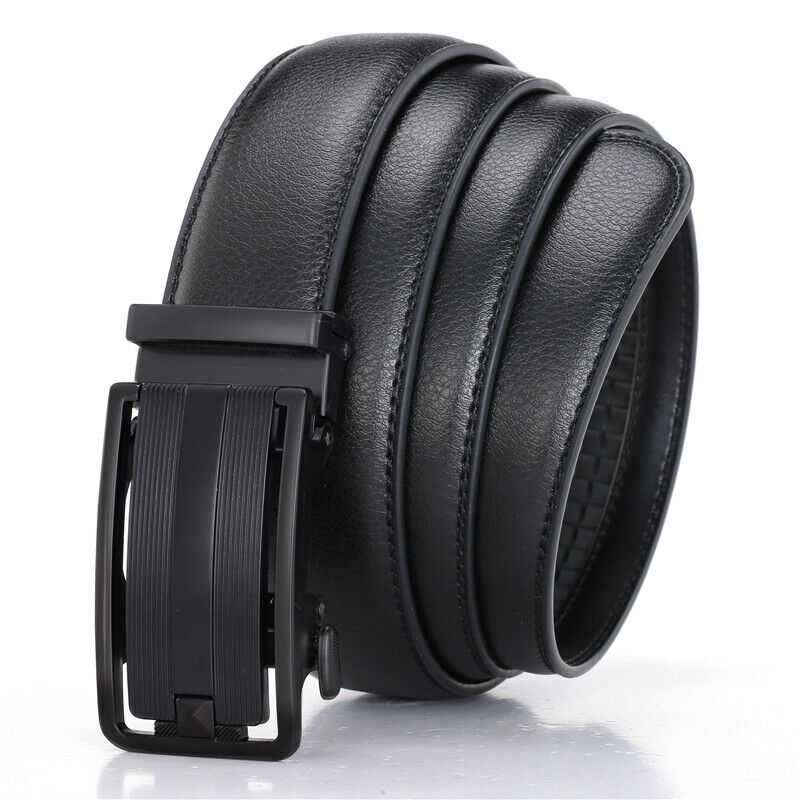 Ratchet Leather Belt with Slide Buckle for Men. USPS First Class Package 2 Day Handling , 2-5 Day Shipping. Microfiber PU Leather Ratchet Belt Belts For Men Adjustable Size with Automatic Slide Buckle No Holes by KT Deals. Ratchet Closure - made of high q