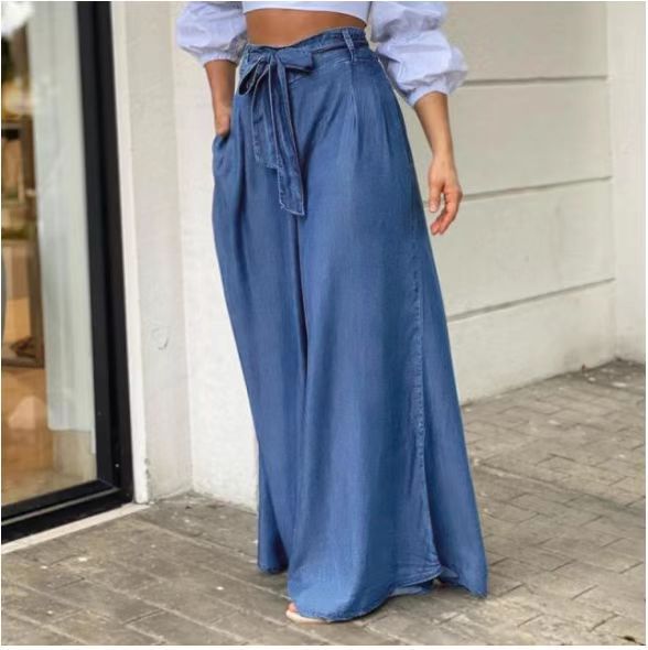 Fashion Casual Women's Wide Leg Pants Blue - Shop at LoveMi