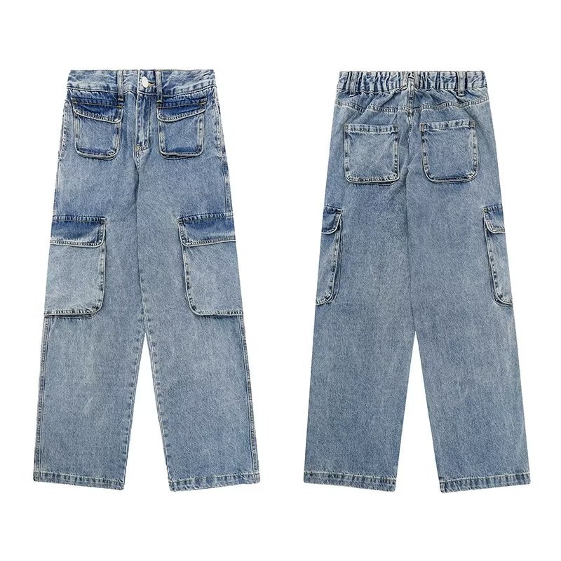 Title 7, Heren Casual Vintage Jeans met Meerdere Zakken ...