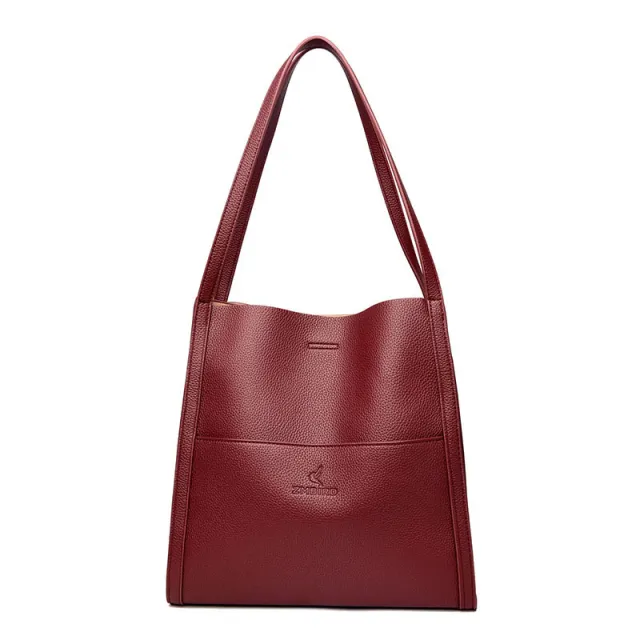 Solid Color Shoulder Bag Women's Fashion Large Capacity Handbag Crossbody Shopping Bags Red - Shop at LoveMi