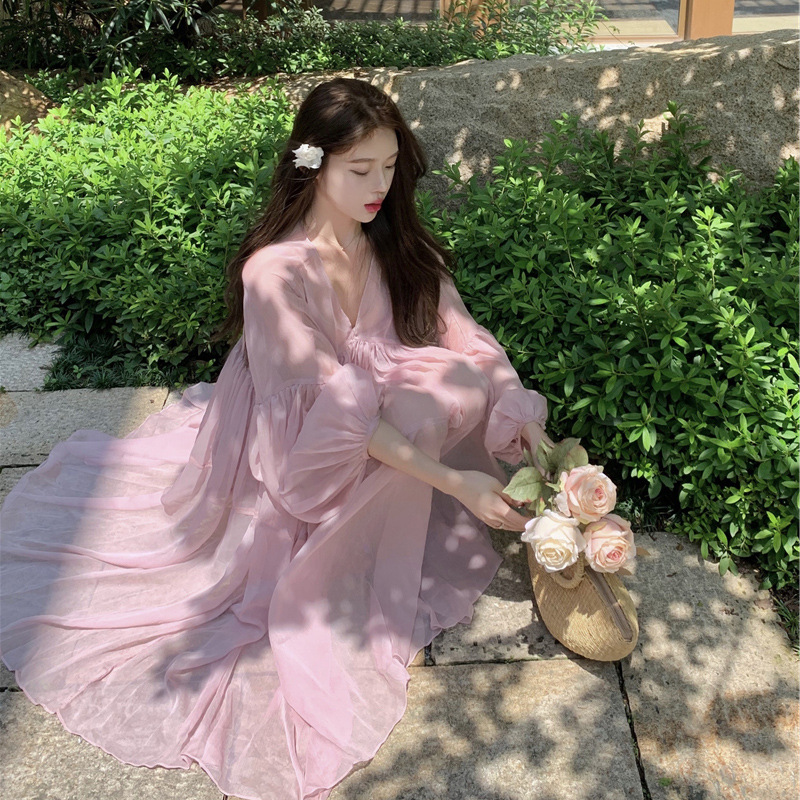 Hidden Meat Slim Dress Mesh Mid-length Skirt