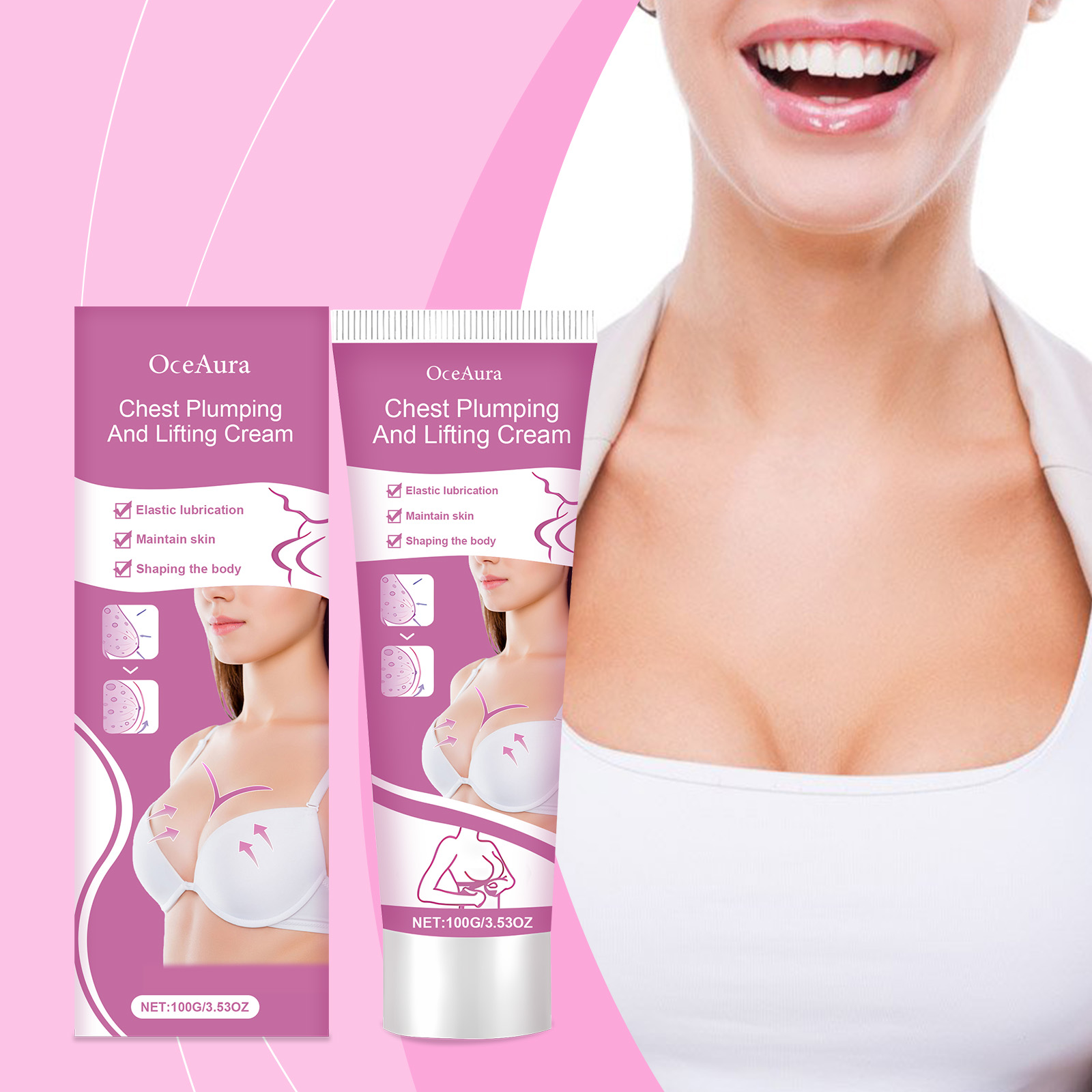 Chest Plumping Lifting Massage Cream, Breast Firming Moisturizing Care Lotion For Women, Deep Hydrating Shaping Bust Cream With Vitamin E & Soy Protein