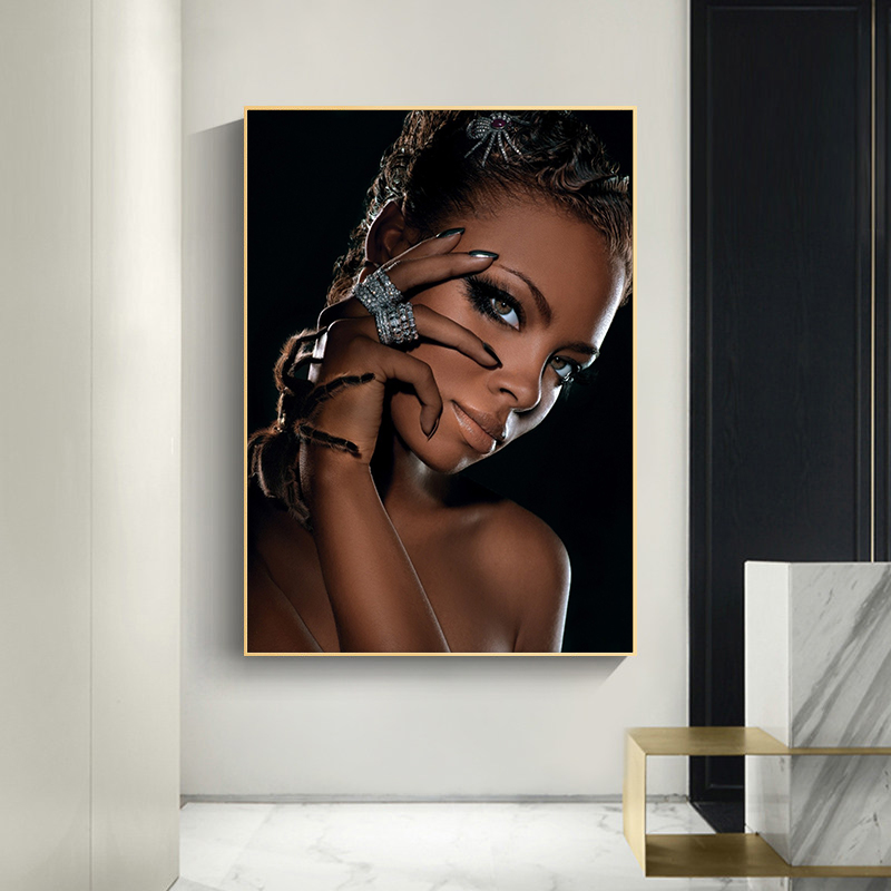 African Naked Woman Poster Rimless Spray Canvas Painting