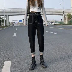 New Style Loose High Waist Slimming Fashion Pants Women - Black - View 1