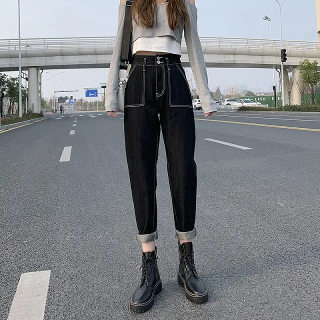 New Style Loose High Waist Slimming Fashion Pants Women Black - Shop at LoveMi