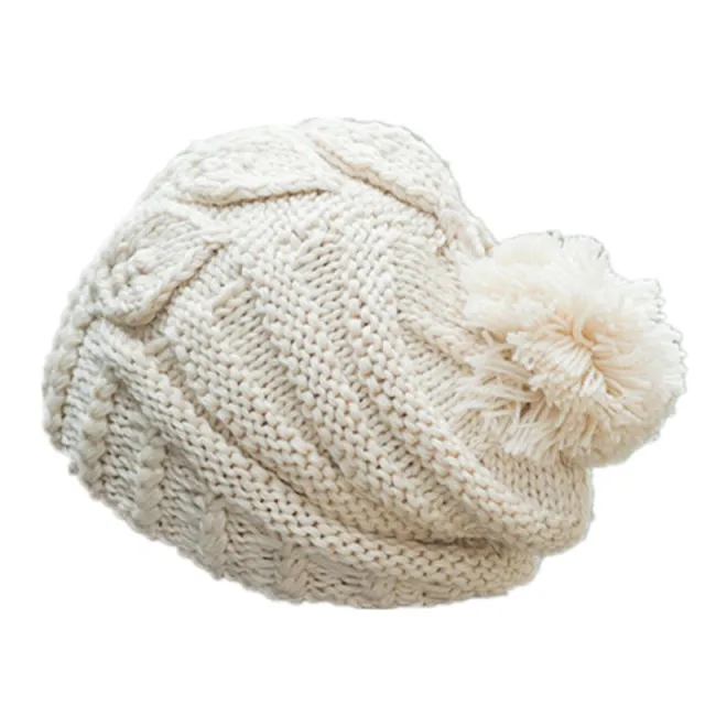 Women's Fashion Warm Solid Color Sweater Hat White - Shop at LoveMi