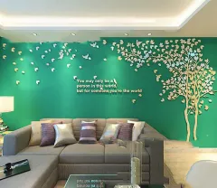 Removable 3d Stereo Acrylic Wall Stickers Living Room Decoration Big Tree - Silver Sheet - View 1